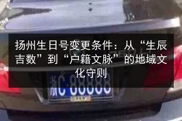 扬州生日号变更条件：从“生辰吉数”到“户籍文脉”的地域文化守则 第2张