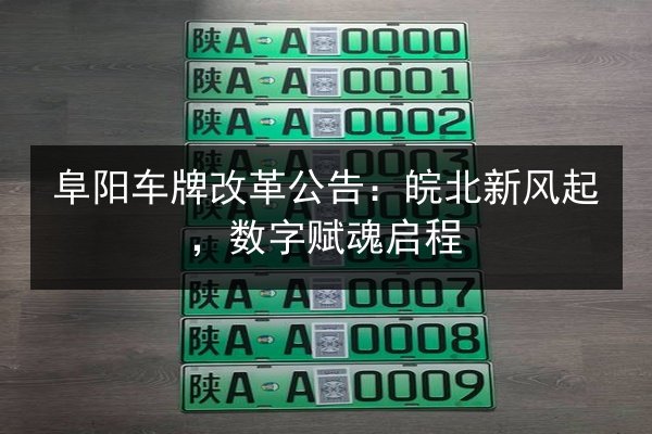 阜阳车牌改革公告:皖北新风起,数字赋魂启程 第2张 阜阳车牌改革公告:皖北新风起,数字赋魂启程 第2张