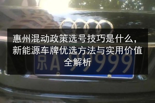 惠州混动政策选号技巧是什么，新能源车牌优选方法与实用价值全解析