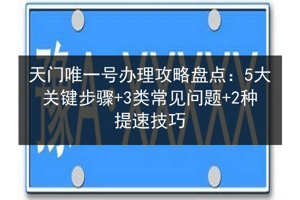 天门唯一号办理攻略盘点:5大关键步骤+3类常见问题+2种提速技巧 第3张 天门唯一号办理攻略盘点:5大关键步骤+3类常见问题+2种提速技巧 第3张
