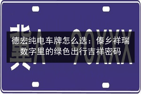 德宏纯电车牌怎么选：傣乡祥瑞数字里的绿色出行吉祥密码