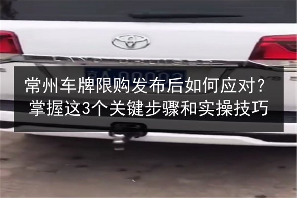常州车牌限购发布后如何应对?掌握这3个关键步骤和实操技巧 第2张 常州车牌限购发布后如何应对?掌握这3个关键步骤和实操技巧 第2张