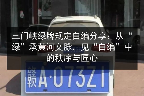 三门峡绿牌规定自编分享：从“绿”承黄河文脉，见“自编”中的秩序与匠心