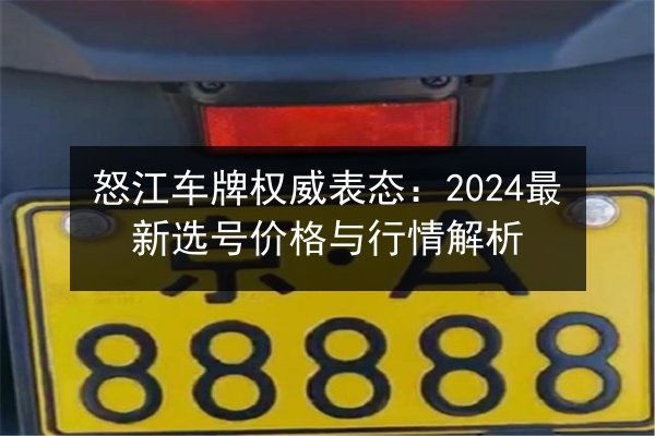 怒江车牌权威表态：2024最新选号价格与行情解析