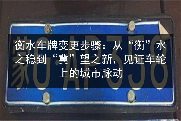 衡水车牌变更步骤：从“衡”水之稳到“冀”望之新，见证车轮上的城市脉动