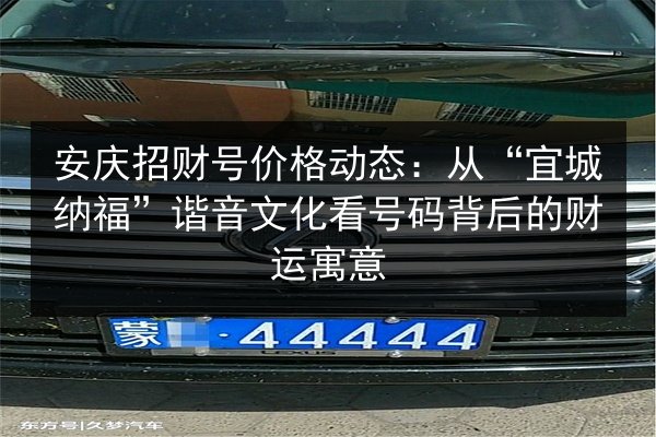 安庆招财号价格动态：从“宜城纳福”谐音文化看号码背后的财运寓意