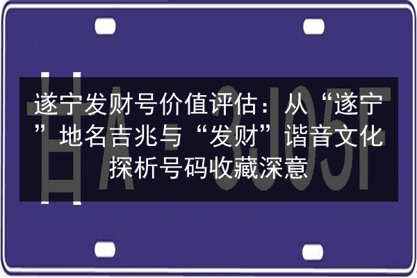 遂宁发财号价值评估:从“遂宁”地名吉兆与“发财”谐音文化探析号码收藏深意 第3张 遂宁发财号价值评估:从“遂宁”地名吉兆与“发财”谐音文化探析号码收藏深意 第3张