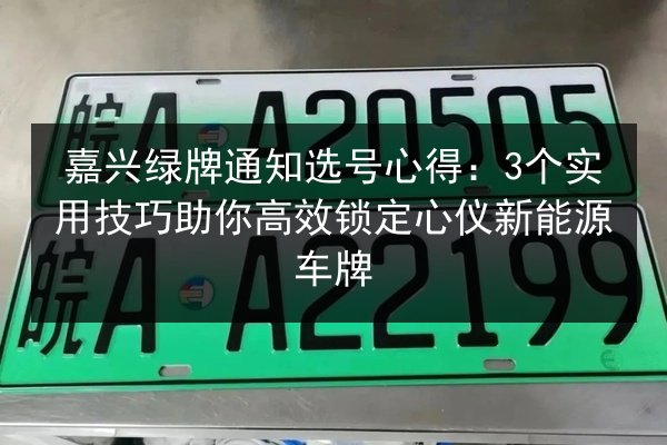 嘉兴绿牌通知选号心得:3个实用技巧助你高效锁定心仪新能源车牌 第1张 嘉兴绿牌通知选号心得:3个实用技巧助你高效锁定心仪新能源车牌 第1张