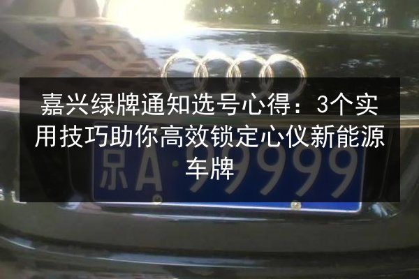 嘉兴绿牌通知选号心得:3个实用技巧助你高效锁定心仪新能源车牌 第2张 嘉兴绿牌通知选号心得:3个实用技巧助你高效锁定心仪新能源车牌 第2张
