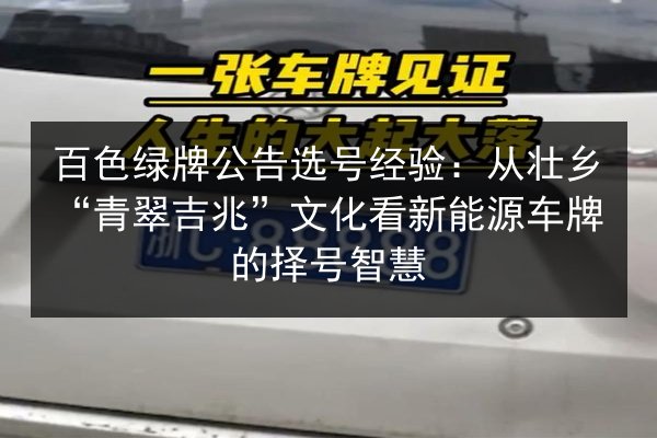 百色绿牌公告选号经验：从壮乡“青翠吉兆”文化看新能源车牌的择号智慧