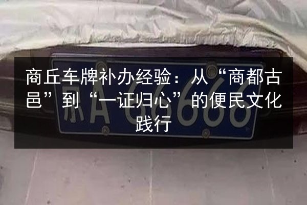 商丘车牌补办经验：从“商都古邑”到“一证归心”的便民文化践行 第3张