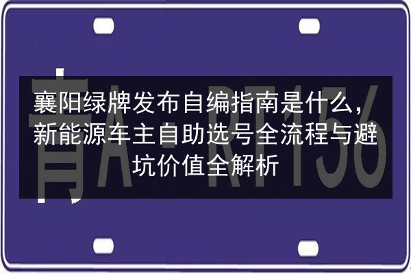 襄阳绿牌发布自编指南是什么，新能源车主自助选号全流程与避坑价值全解析 第3张