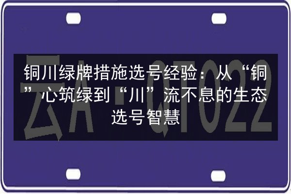 铜川绿牌措施选号经验：从“铜”心筑绿到“川”流不息的生态选号智慧 第2张