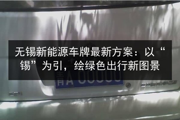 无锡新能源车牌最新方案：以“锡”为引，绘绿色出行新图景 第2张