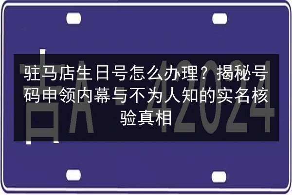 驻马店生日号怎么办理？揭秘号码申领内幕与不为人知的实名核验真相 第3张