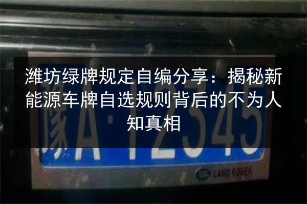 潍坊绿牌规定自编分享:揭秘新能源车牌自选规则背后的不为人知真相 第1张 潍坊绿牌规定自编分享:揭秘新能源车牌自选规则背后的不为人知真相 第1张