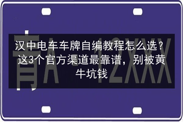 汉中电车车牌自编教程怎么选?这3个官方渠道最靠谱,别被黄牛坑钱 第2张 汉中电车车牌自编教程怎么选?这3个官方渠道最靠谱,别被黄牛坑钱 第2张
