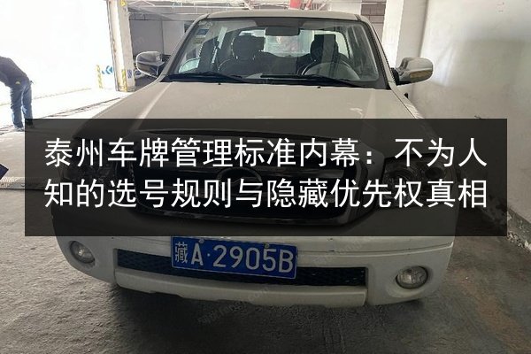 泰州车牌管理标准内幕：不为人知的选号规则与隐藏优先权真相 第1张