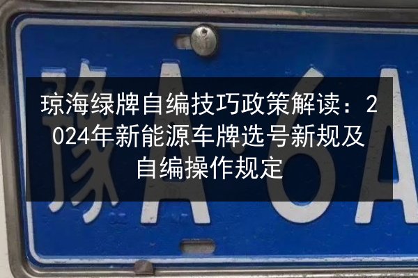 琼海绿牌自编技巧政策解读：2024年新能源车牌选号新规及自编操作规定