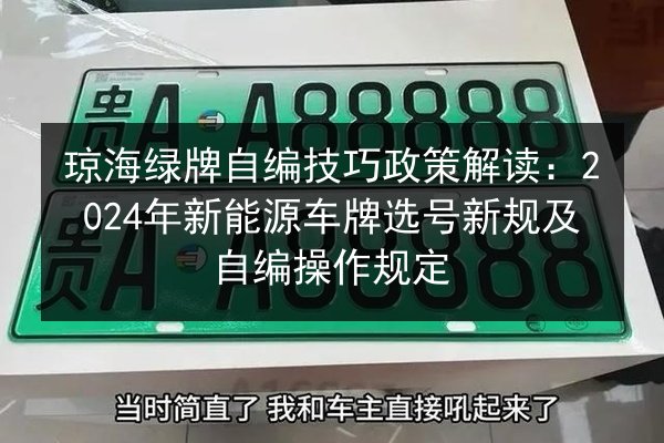 琼海绿牌自编技巧政策解读:2024年新能源车牌选号新规及自编操作规定 第2张 琼海绿牌自编技巧政策解读:2024年新能源车牌选号新规及自编操作规定 第2张
