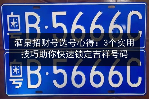 酒泉招财号选号心得：3个实用技巧助你快速锁定吉祥号码