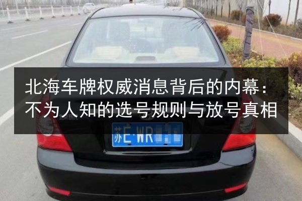 北海车牌权威消息背后的内幕：不为人知的选号规则与放号真相 第2张