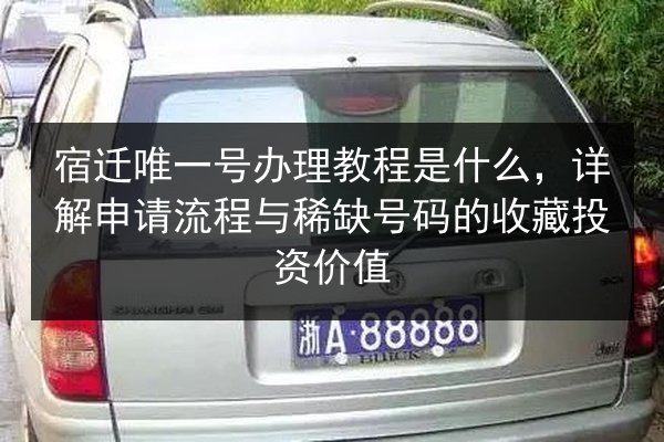 宿迁唯一号办理教程是什么，详解申请流程与稀缺号码的收藏投资价值