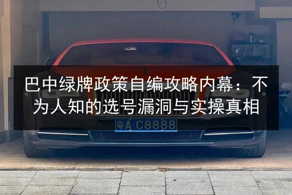 巴中绿牌政策自编攻略内幕:不为人知的选号漏洞与实操真相 第3张 巴中绿牌政策自编攻略内幕:不为人知的选号漏洞与实操真相 第3张