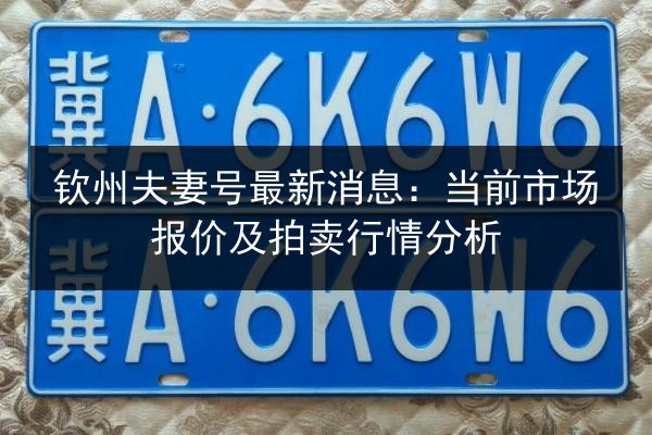 钦州夫妻号最新消息：当前市场报价及拍卖行情分析