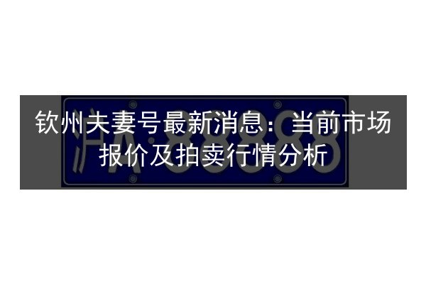 钦州夫妻号最新消息:当前市场报价及拍卖行情分析 第3张 钦州夫妻号最新消息:当前市场报价及拍卖行情分析 第3张