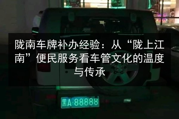 陇南车牌补办经验:从“陇上江南”便民服务看车管文化的温度与传承 第2张 陇南车牌补办经验:从“陇上江南”便民服务看车管文化的温度与传承 第2张