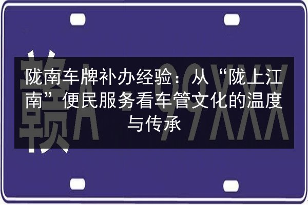 陇南车牌补办经验:从“陇上江南”便民服务看车管文化的温度与传承 第3张 陇南车牌补办经验:从“陇上江南”便民服务看车管文化的温度与传承 第3张
