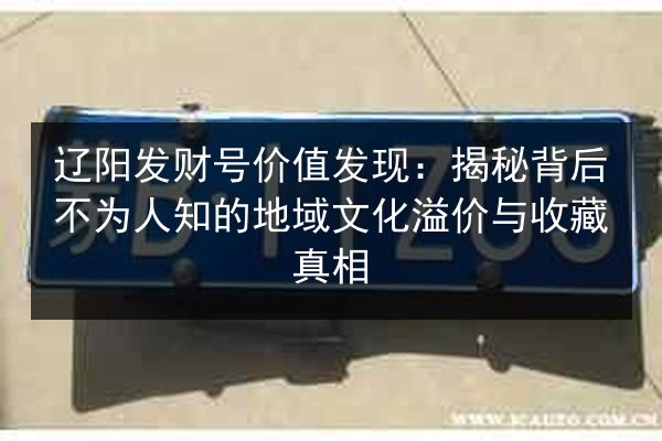 辽阳发财号价值发现：揭秘背后不为人知的地域文化溢价与收藏真相 第3张