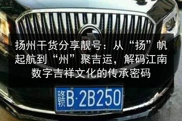 扬州干货分享靓号：从“扬”帆起航到“州”聚吉运，解码江南数字吉祥文化的传承密码