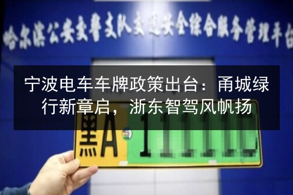 宁波电车车牌政策出台:甬城绿行新章启,浙东智驾风帆扬 第2张 宁波电车车牌政策出台:甬城绿行新章启,浙东智驾风帆扬 第2张