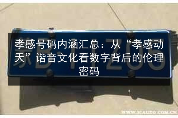 孝感号码内涵汇总：从“孝感动天”谐音文化看数字背后的伦理密码