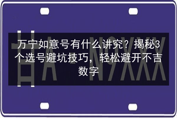 万宁如意号有什么讲究?揭秘3个选号避坑技巧,轻松避开不吉数字 第2张 万宁如意号有什么讲究?揭秘3个选号避坑技巧,轻松避开不吉数字 第2张