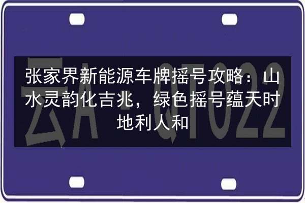 张家界新能源车牌摇号攻略：山水灵韵化吉兆，绿色摇号蕴天时地利人和