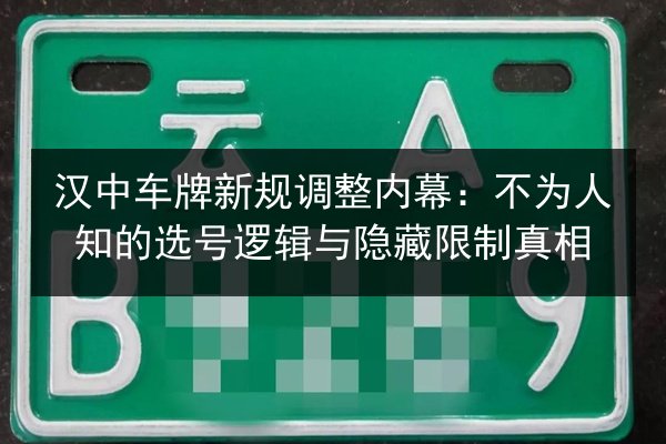 汉中车牌新规调整内幕:不为人知的选号逻辑与隐藏限制真相 第2张 汉中车牌新规调整内幕:不为人知的选号逻辑与隐藏限制真相 第2张