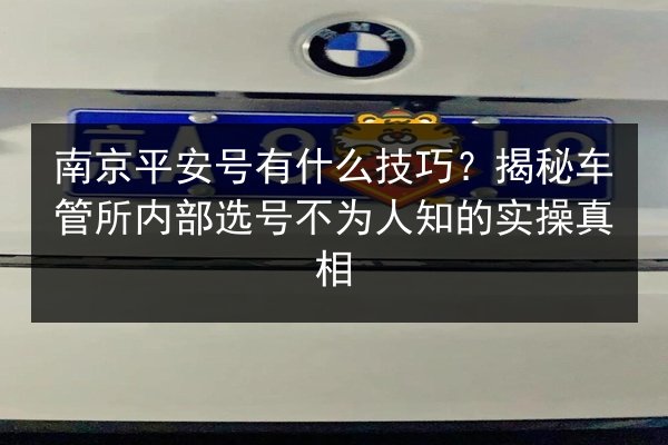 南京平安号有什么技巧?揭秘车管所内部选号不为人知的实操真相 第3张 南京平安号有什么技巧?揭秘车管所内部选号不为人知的实操真相 第3张