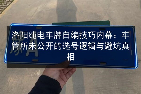 洛阳纯电车牌自编技巧内幕：车管所未公开的选号逻辑与避坑真相 第2张
