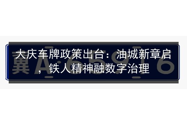 大庆车牌政策出台:油城新章启,铁人精神融数字治理 第2张 大庆车牌政策出台:油城新章启,铁人精神融数字治理 第2张
