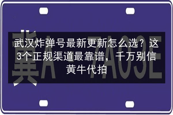 武汉炸弹号最新更新怎么选？这3个正规渠道最靠谱，千万别信黄牛代拍