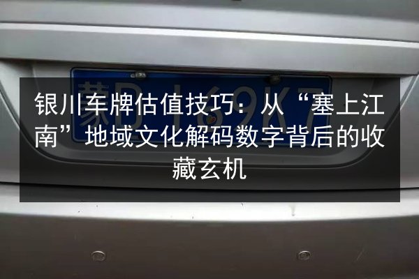 银川车牌估值技巧:从“塞上江南”地域文化解码数字背后的收藏玄机 第3张 银川车牌估值技巧:从“塞上江南”地域文化解码数字背后的收藏玄机 第3张
