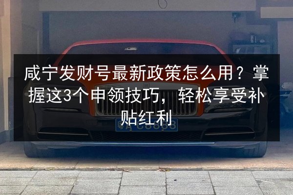 咸宁发财号最新政策怎么用？掌握这3个申领技巧，轻松享受补贴红利
