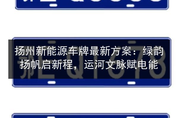 扬州新能源车牌最新方案：绿韵扬帆启新程，运河文脉赋电能