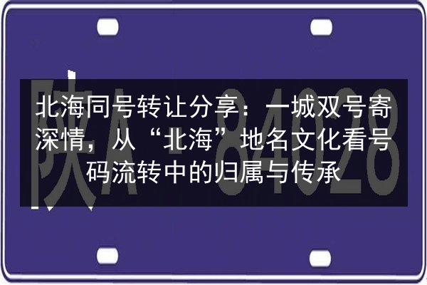 北海同号转让分享:一城双号寄深情,从“北海”地名文化看号码流转中的归属与传承 第2张 北海同号转让分享:一城双号寄深情,从“北海”地名文化看号码流转中的归属与传承 第2张