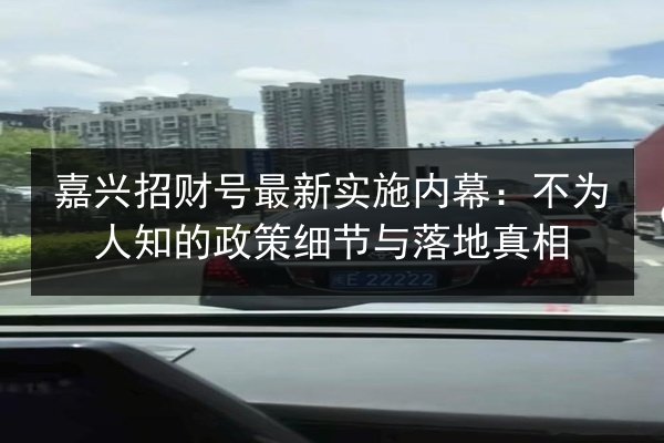 嘉兴招财号最新实施内幕：不为人知的政策细节与落地真相