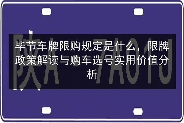 毕节车牌限购规定是什么，限牌政策解读与购车选号实用价值分析