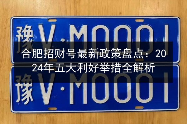 合肥招财号最新政策盘点：2024年五大利好举措全解析